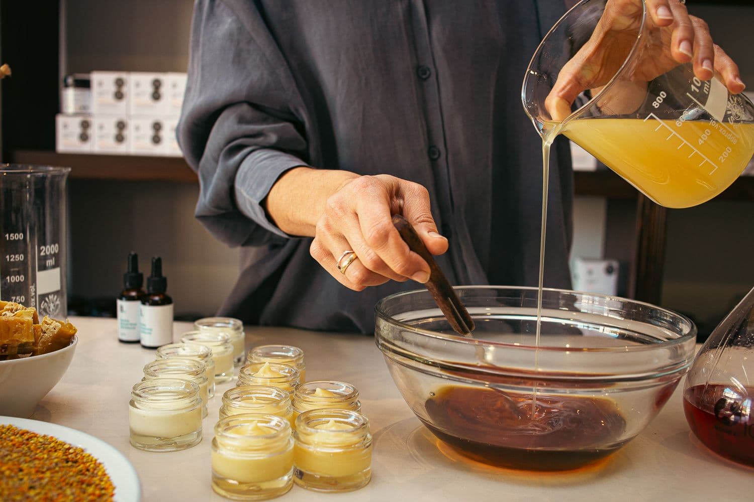Creating natural cosmetics with beeswax.